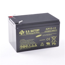 12V 12Ah Akku, AGM Bleiakku, B.B. Battery EP12-12, 151x98x94 (lxbxh), Pol T2 Faston 250 (6,3 mm)