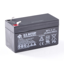 12V 1.2Ah Akku, AGM Bleiakku, B.B. Battery BP1.2-12, VdS, 97x45x50 (lxbxh), Pol T1 Faston 187 (4,75 mm)