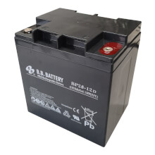 12V 28Ah Akku, AGM Bleiakku, B.B. Battery BP28-12D, 165x125x175 (lxbxh), M5 Innengew.