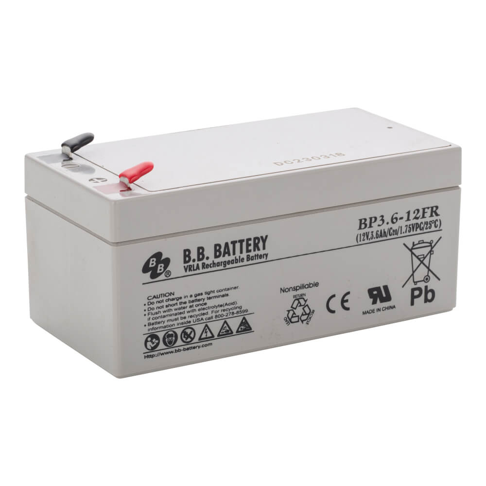 12V 3.6Ah Akku, AGM Bleiakku, B.B. Battery BP3.6-12FR, schwer entflammbar,  134x67x60 (lxbxh), Pol