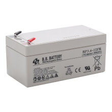 12V 3.6Ah Akku, AGM Bleiakku, B.B. Battery BP3.6-12FR, schwer entflammbar, 134x67x60 (lxbxh), Pol T1 Faston 187 (4,8 mm)