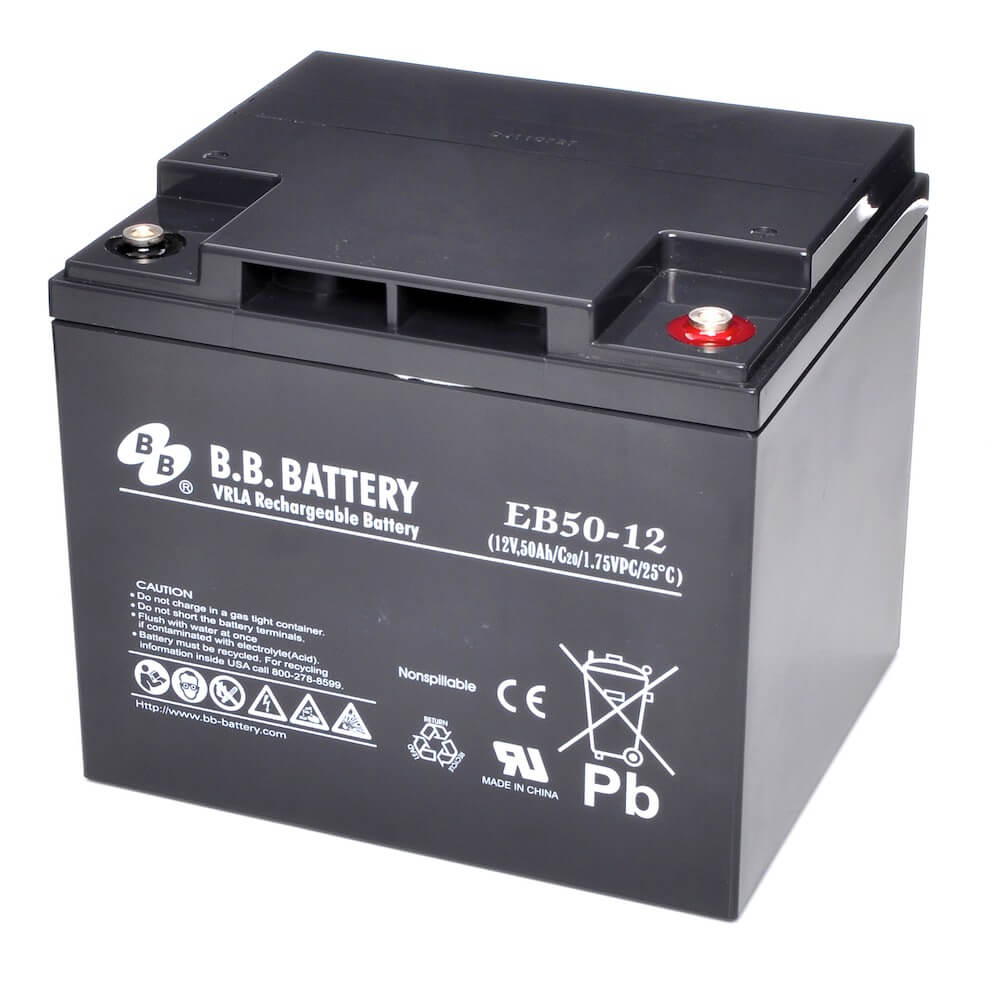 12V 50Ah Akku, AGM Bleiakku, B.B. Battery EB50-12, 197x165x171