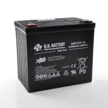 12V 55Ah Akku, AGM Bleiakku, B.B. Battery MPL55-12, 228x139x200 (lxbxh), M6 Innengew.