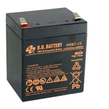 12V 7Ah Akku, AGM Bleiakku, B.B. Battery SHR7-12, 90x70x102 (lxbxh), Pol T2 Faston 250 (6,3 mm)